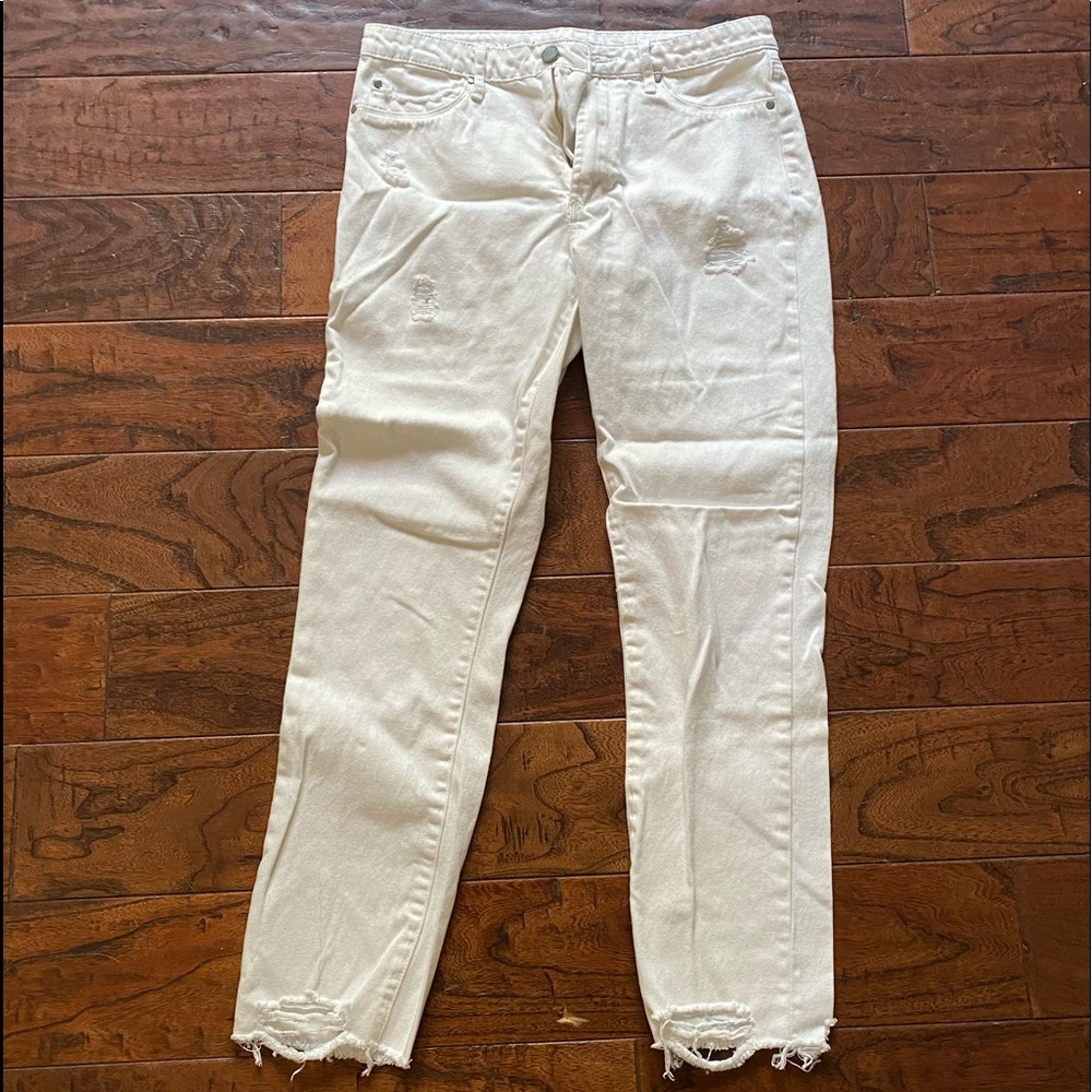 Articles of society white distressed straight leg jeans